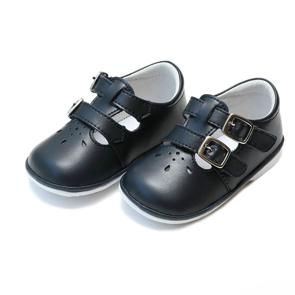 Hattie Double Buckle Leather Mary Jane (Baby) -Navy